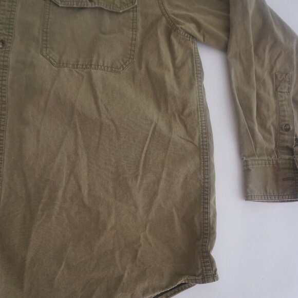 Vintage Gander MTN Olive Green Hunting Outdoors 100% Cotton Button Down Shirt L - Picture 5 of 11